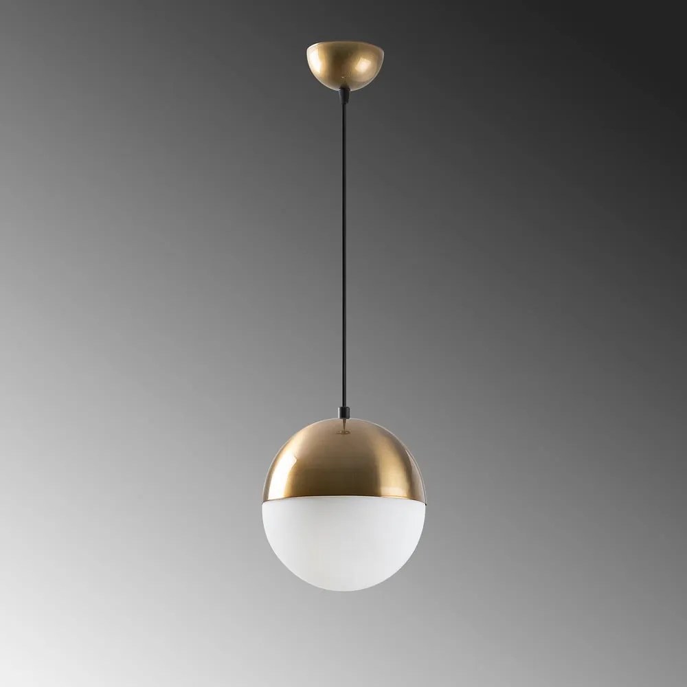 Lustră albă/aurie cu abajur din sticlă ø 20 cm Bastos – Opviq lights