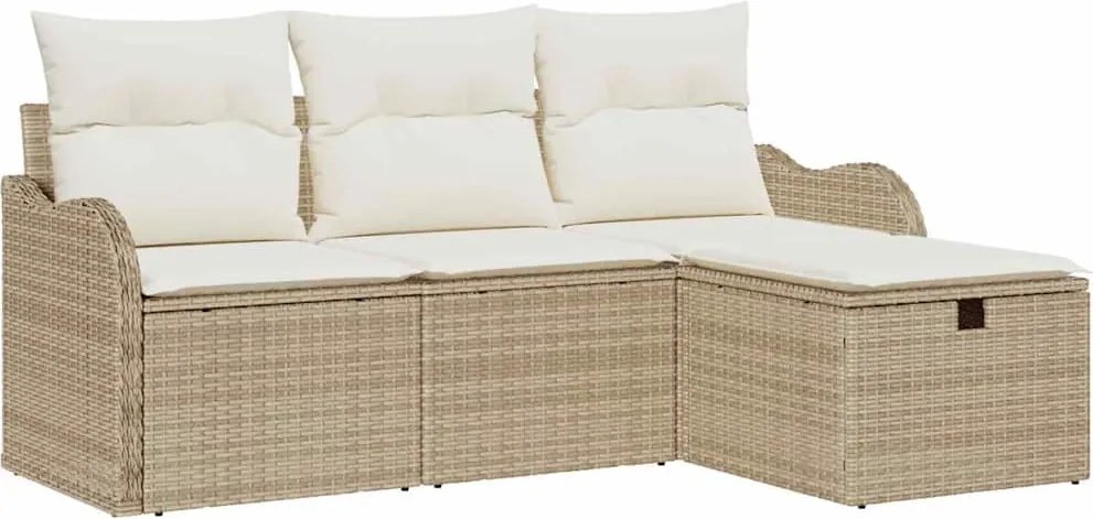 vidaXL Set de canapele pentru grădină cu pernă 4 pcs Rattan poli