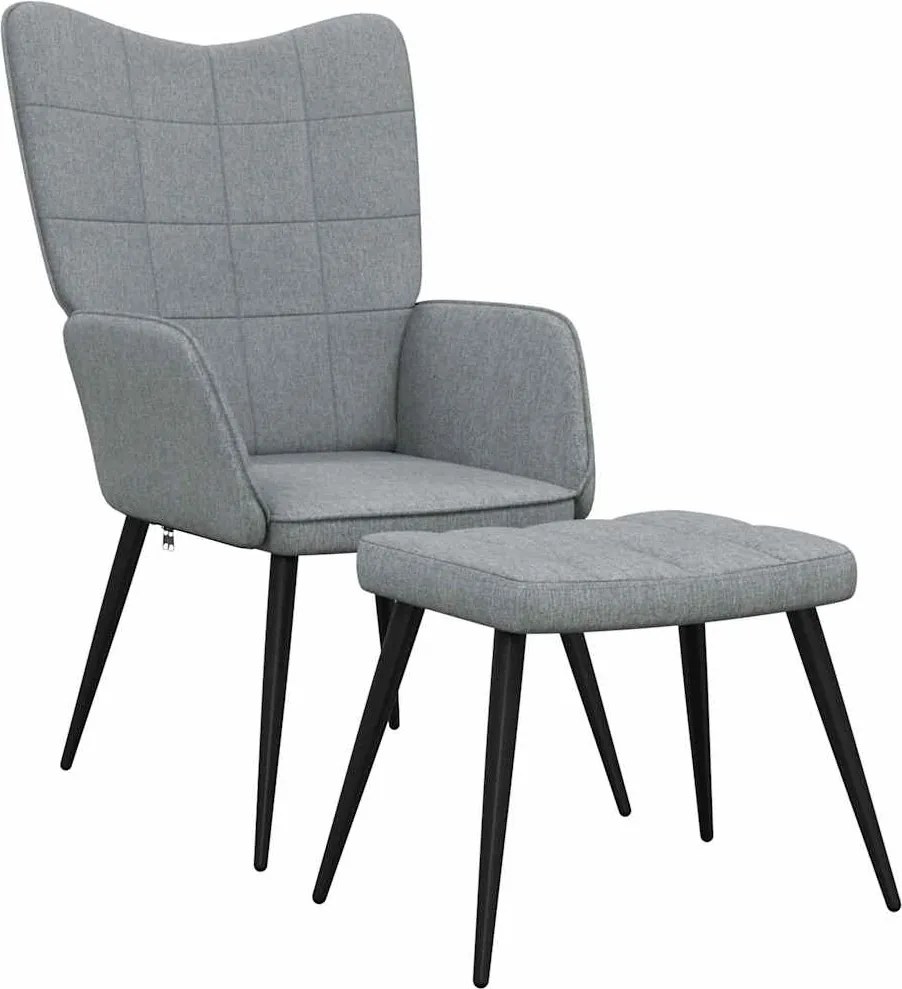 vidaXL Scaun de relaxare cu taburet, gri deschis,textil