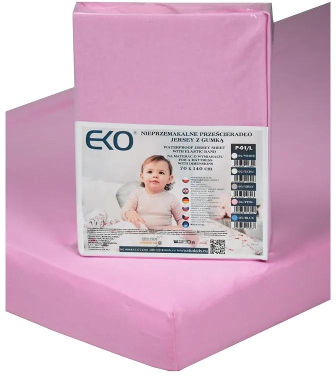 Cearsaf impermeabil din Jersey cu elastic Eko 140x70 cm pink