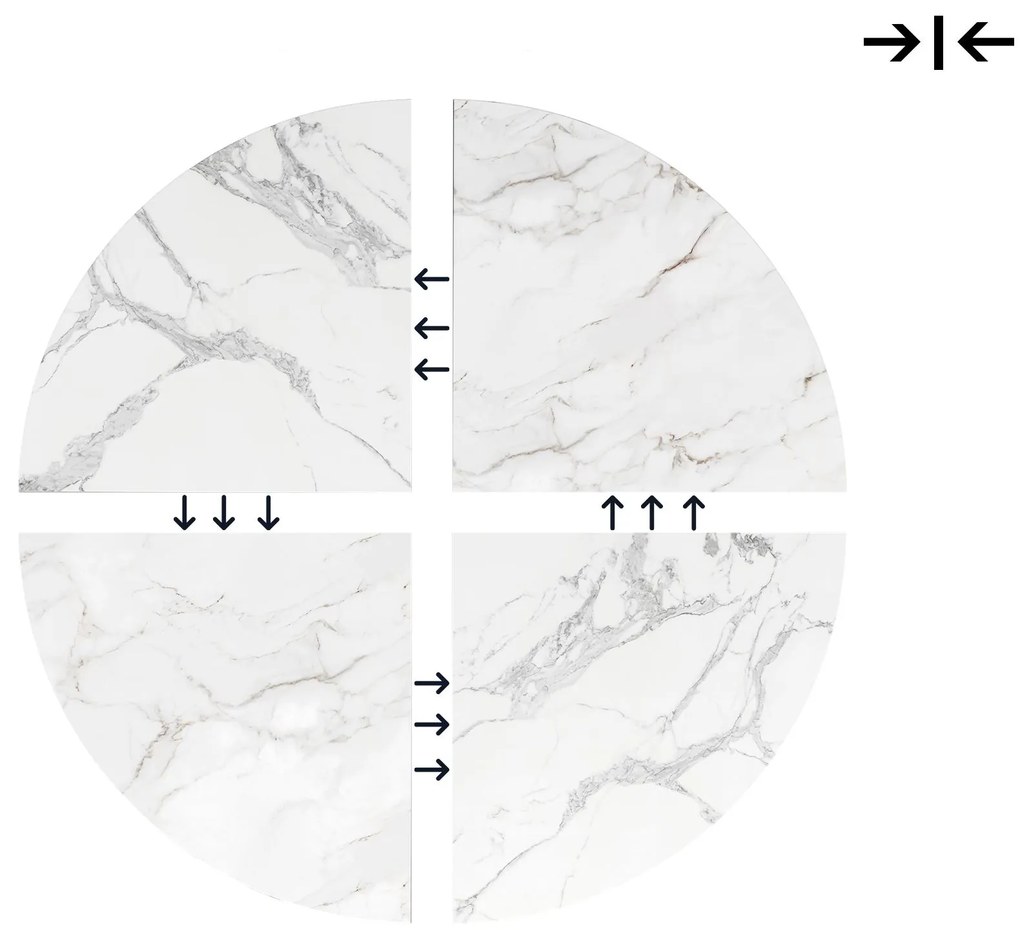 Masă rotundă de dining din MDF, Alb+Auriu | Aosom Romania