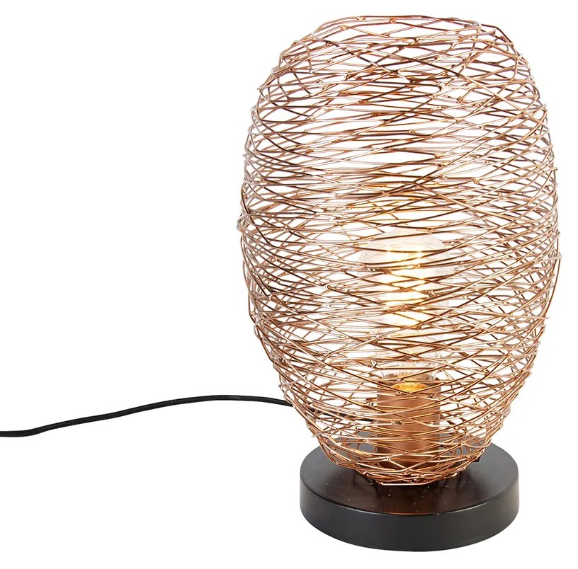Lampă de masă de design din cupru cu negru 30 cm - Sarella