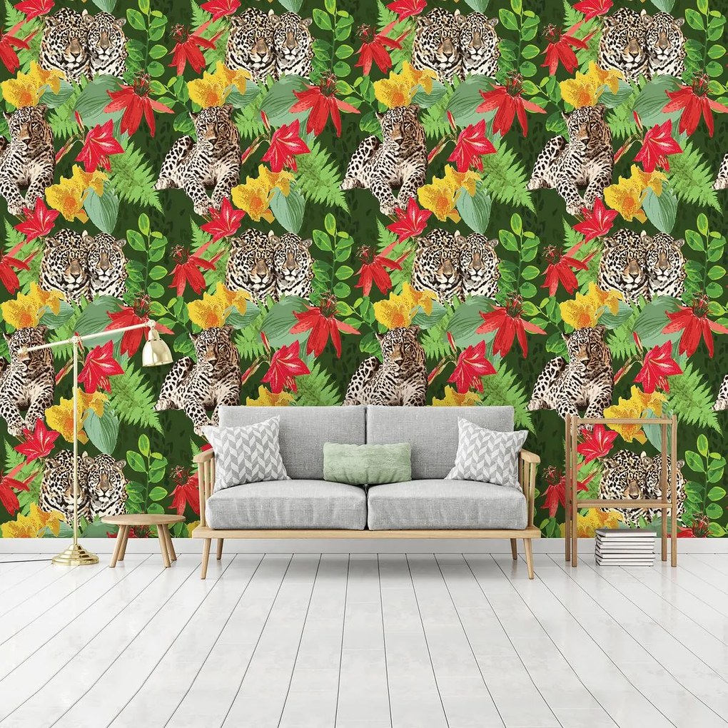Fototapet - Leopard în junglă (152,5x104 cm)