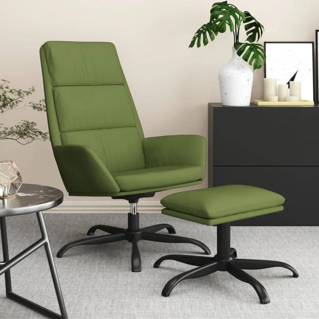 3097900 vidaXL Scaun de relaxare cu taburet, verde deschis, catifea