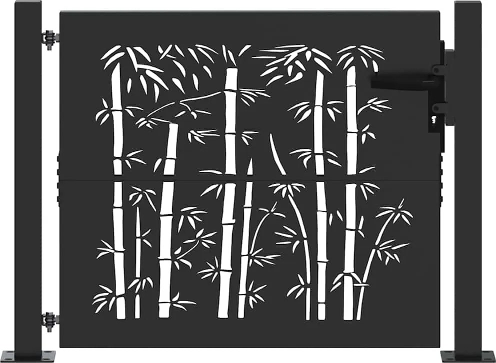 vidaXL Poartă de grădină Negru 110 x 105 cm Oțel vopsit electrostatic