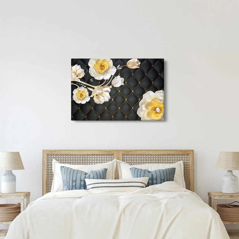 Tablou - Imagine cu flori de trandafir alb (90x60 cm)