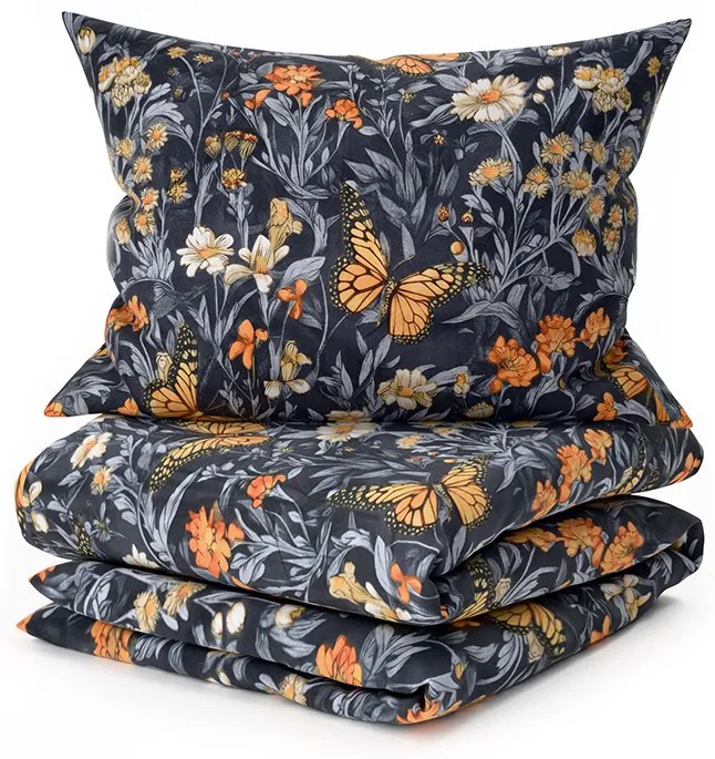 Lenjerie de pat din microfibra BUTTERFLY GARDEN albastru-gri Dimensiune lenjerie de pat: 70 x 90 cm | 140 x 200 cm