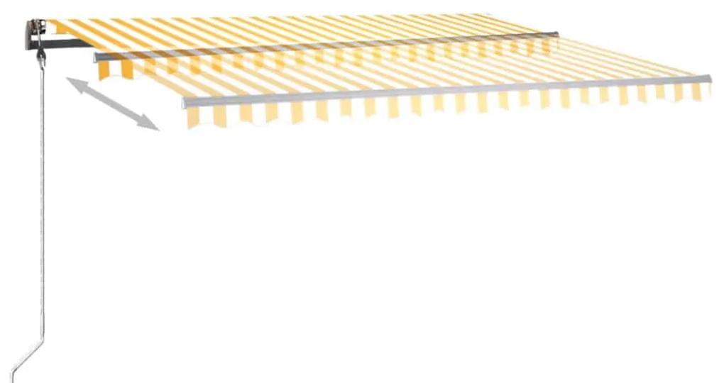 Copertina retractabila manual cu LED, galben si alb, 450x350 cm Galben si alb, 450 x 350 cm