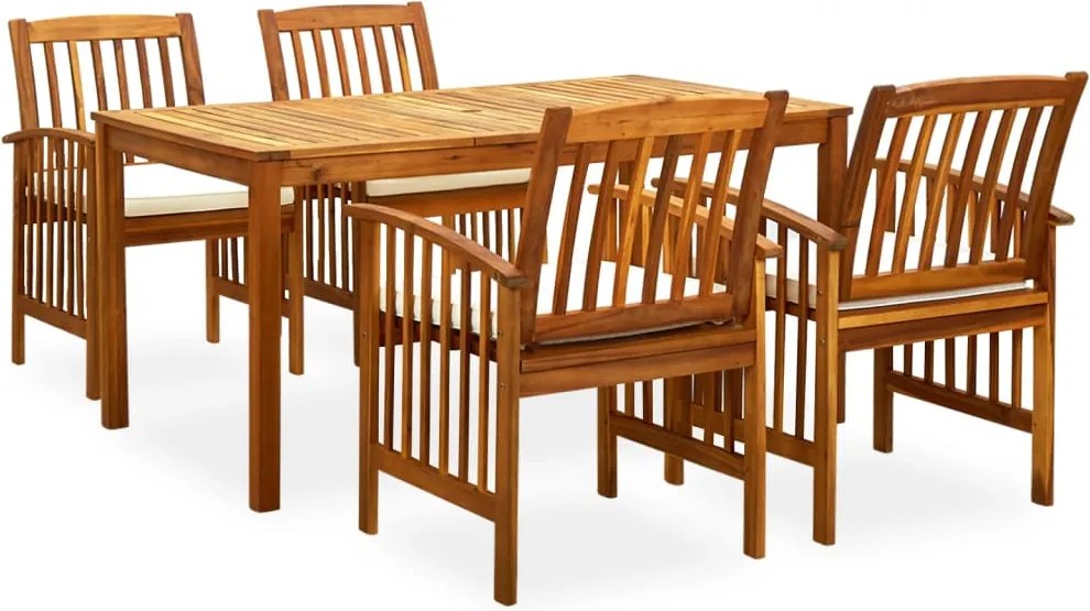 vidaXL Set mobilier de grădină cu perne, 5 piese, lemn masiv acacia