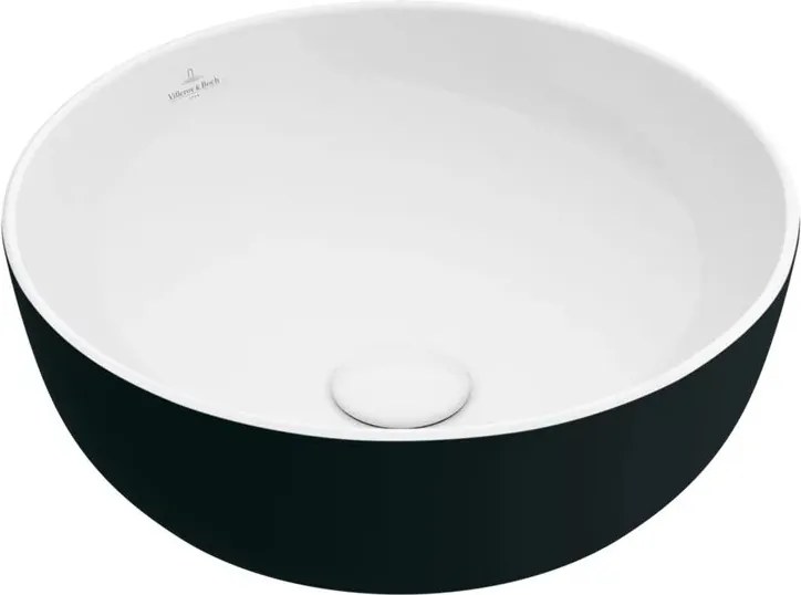 Lavoar pe blat Villeroy&Boch Artis Coal Black rotund negru - alb 43 cm