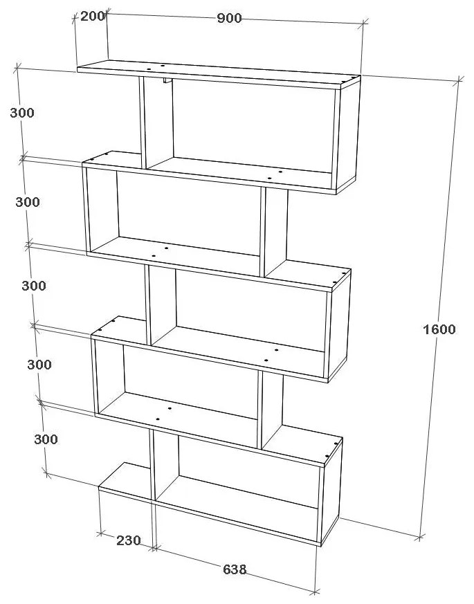 Biblioteca Kimo, 5 Casete, Stejar Artisan, 90 x 20 x 160 cm