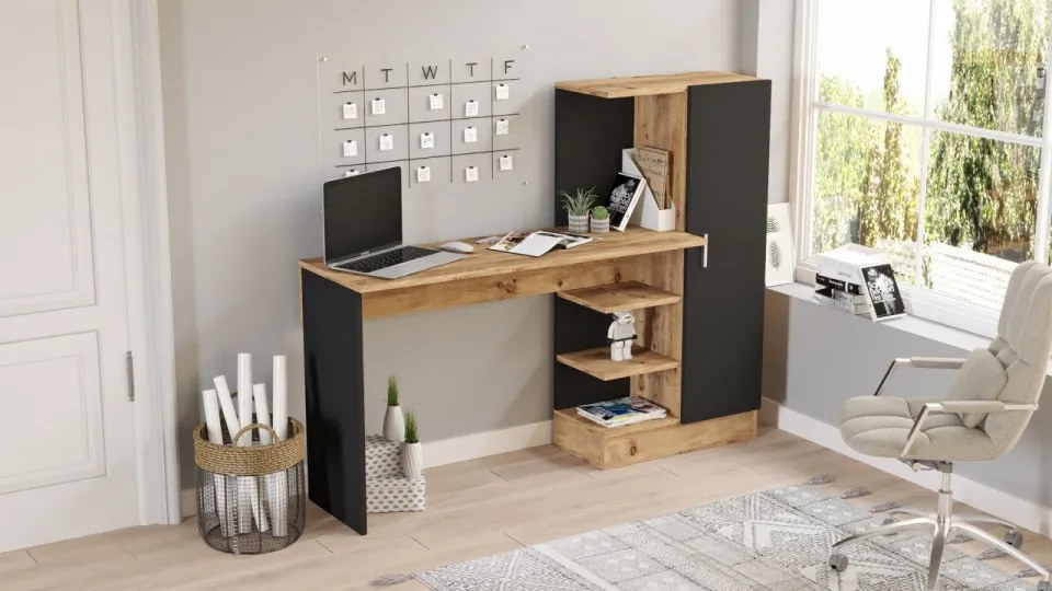 Birou CT2, Atlantic Pine / Negru