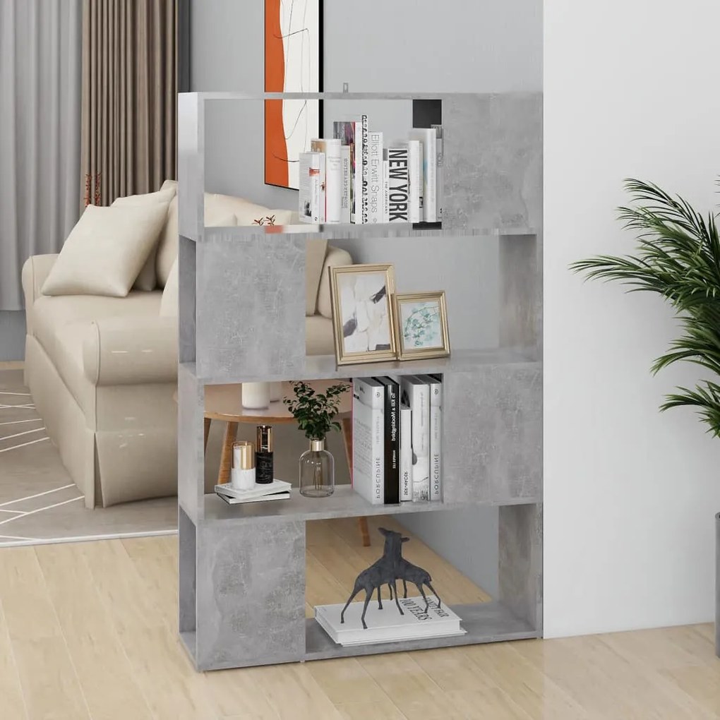 vidaXL Bibliotecă/Separator cameră, gri beton, 80x24x124,5 cm, PAL