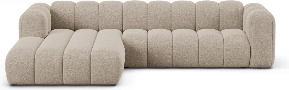 Colțar bej cu tapițerie din chenille (cu colț pe partea stângă/cu șezlong) Lupine – Micadoni