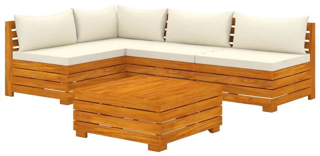 3087303 vidaXL Set mobilier de grădină cu perne, 5 piese, lemn masiv acacia