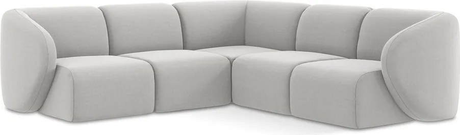 Colțar gri deschis cu tapițerie din catifea Lani – Makamii