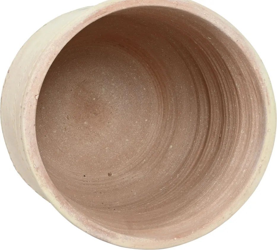 Ghiveci decorativ din teracotă artizanală, finisaj craft brut alb-crem, 52×52×60 cm, „Jerba"