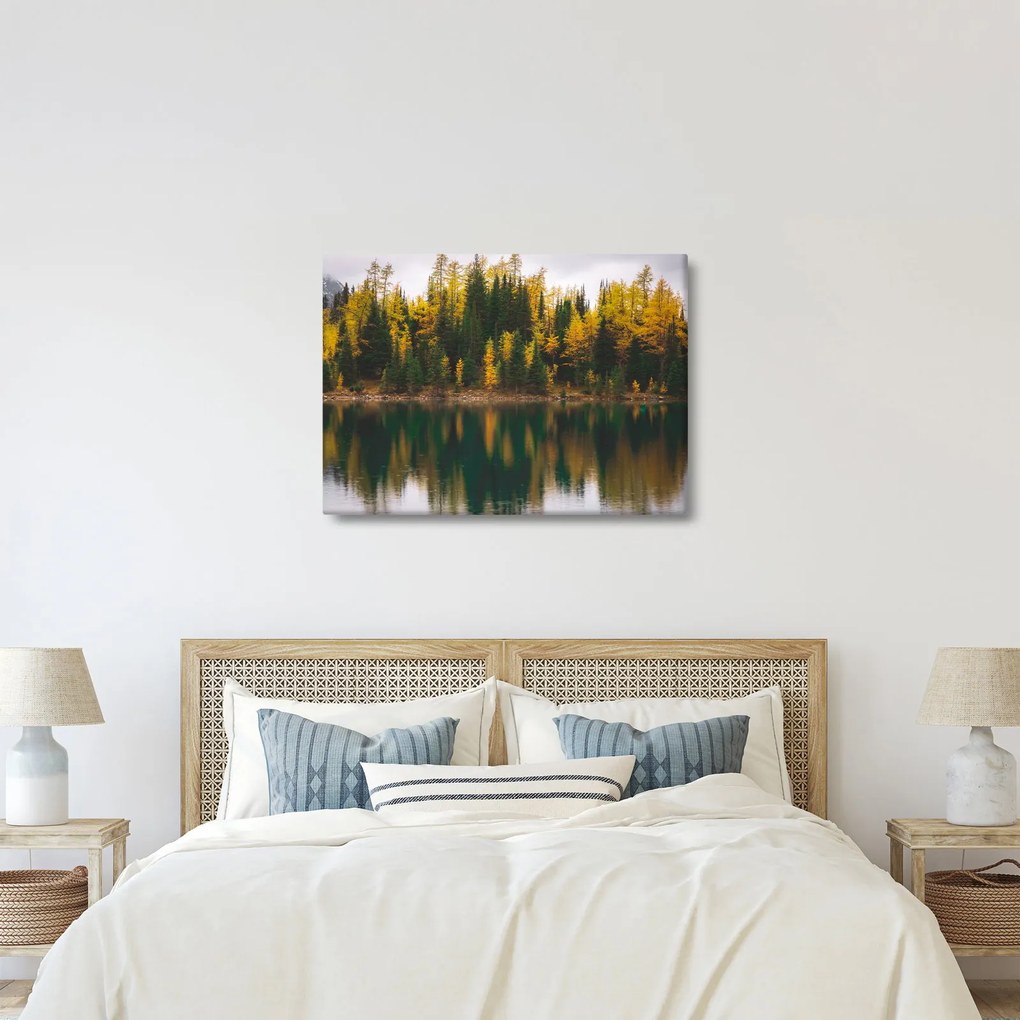 Tablou cu lac de pădure (70x50 cm)