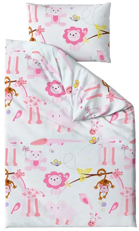 Lenjerie de pat pentru patut din bumbac Renforce ZOO roz Dimensiune lenjerie de pat: 45 x 65 cm | 90 x 140 cm