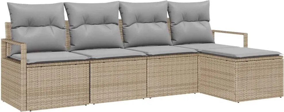 vidaXL Set de canapea cu pernă 5 pcs Bej poliratan