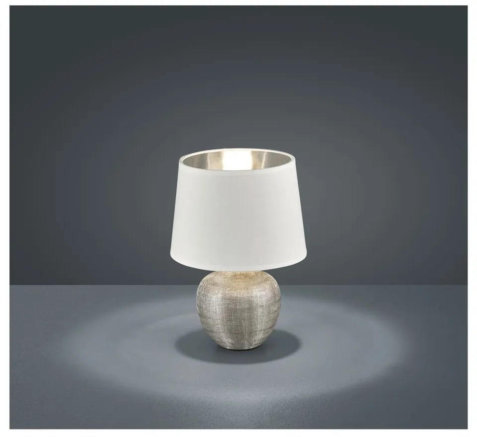 Veioză din ceramică și pânză Trio Luxor, înălțime 26 cm, alb