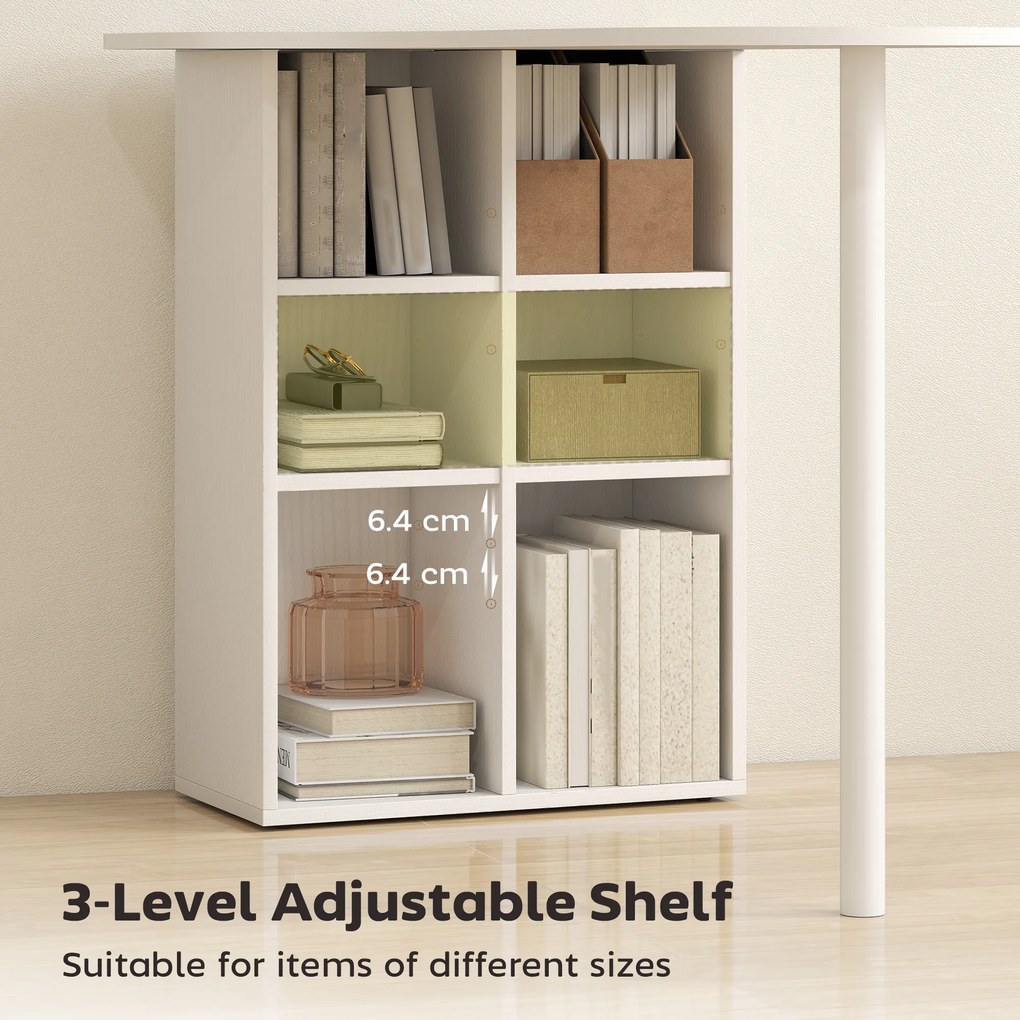 HOMCOM Birou pentru Cameră cu 6 Rafturi și 4 Rafturi Reglabile Alb | Aosom Romania