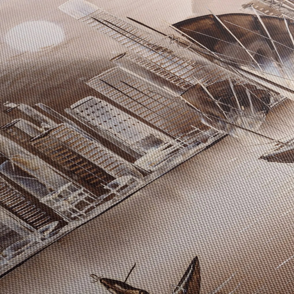 Tablou - Victoria Harbour, Hong Kong, efect sepia (90x60 cm)