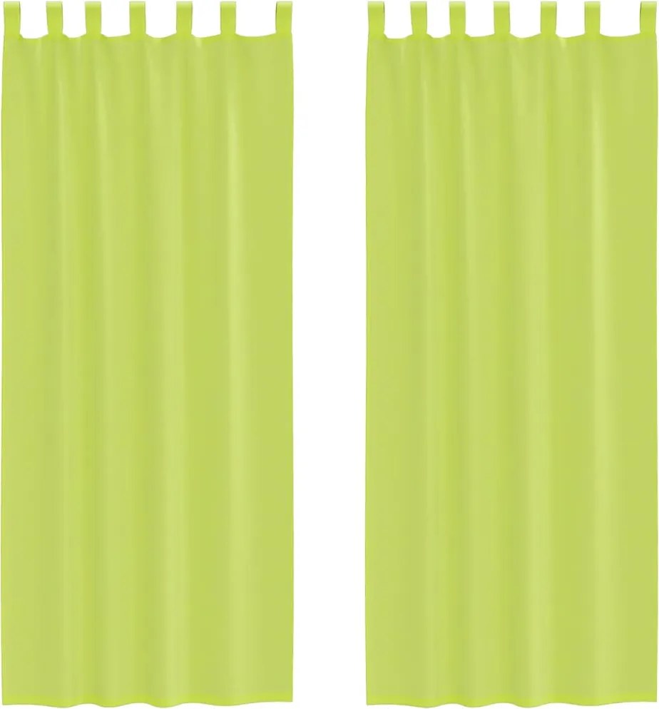 vidaXL Perdele din voile cu tablă 2 buc Verde măr