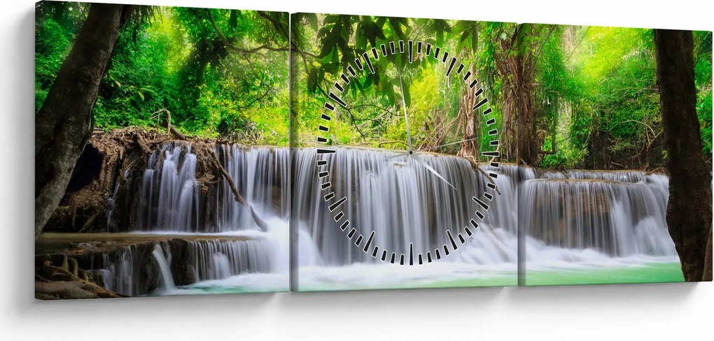 Tablou - cascada din Kanchanaburi, Thailanda (cu ceas) (90x30 cm)