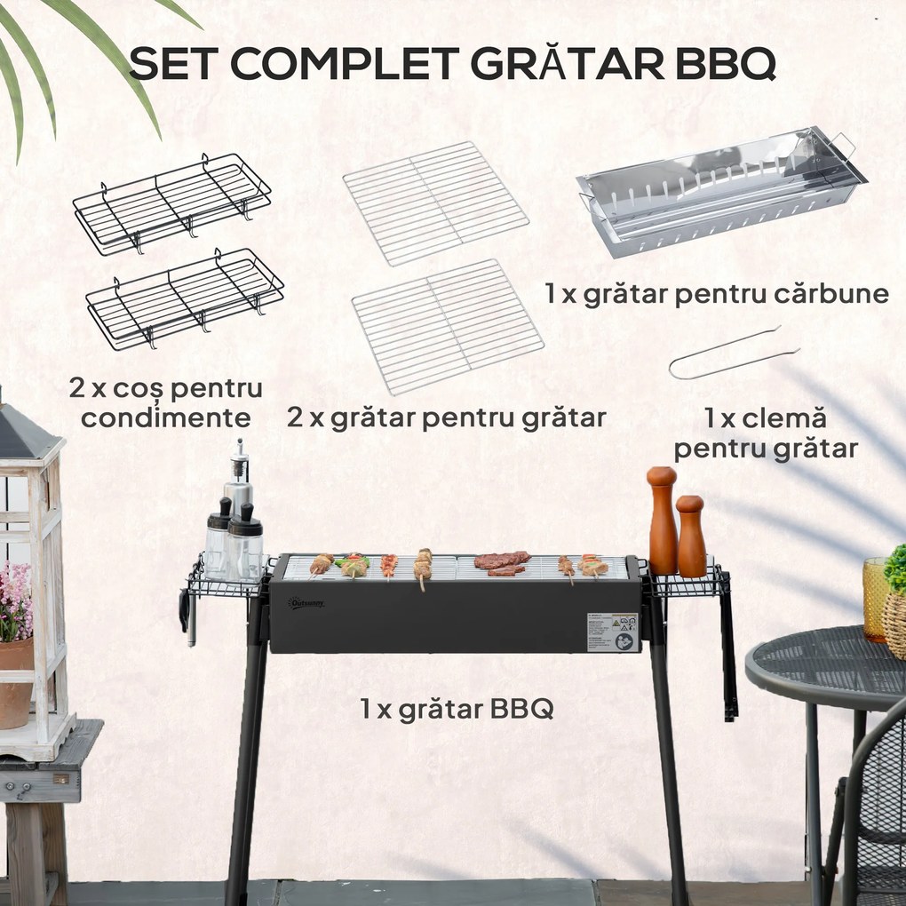Outsunny Gratar Portabil Exterior Oțel Inoxidabil | Aosom Romania