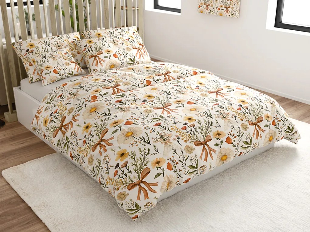 Lenjerie de pat din polibumbac FLORAL RIBBON POLY crem Dimensiune lenjerie de pat: 70 x 90 cm | 140 x 200 cm