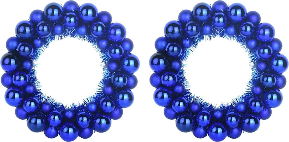 vidaXL Coronite cu bile de Craciun 2 pcs albastru 33 x 33 x 7 cm