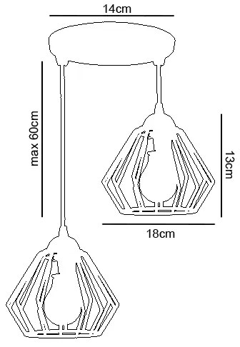 Lustră pe cablu CEED 2xE27/60W/230V