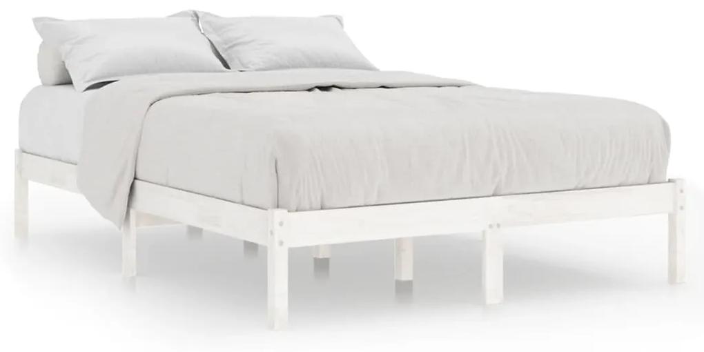 810018 vidaXL Cadru de pat, alb, 140x200 cm, lemn masiv de pin