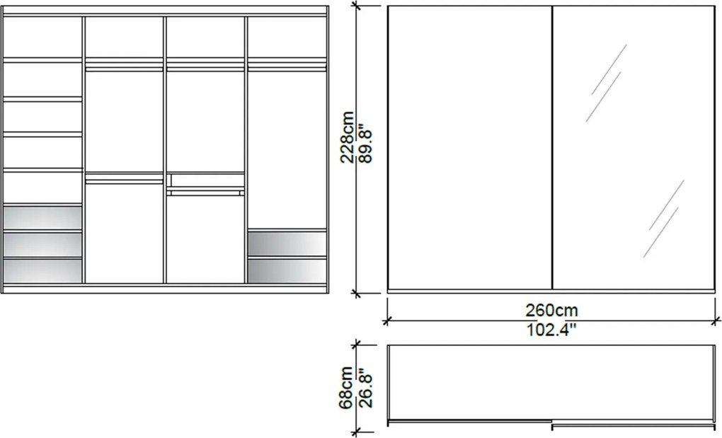 Dulap lemn masiv Giallo 260 cm