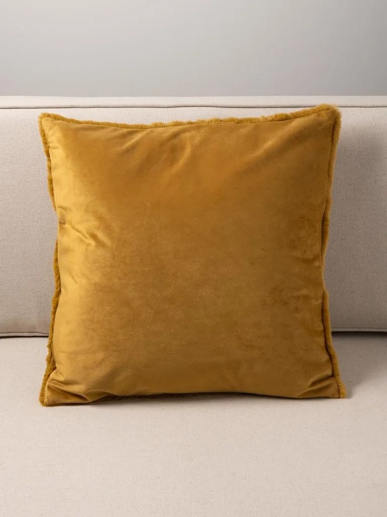 Perna decorativa galbena, din textil, 45x45 cm, Mustard