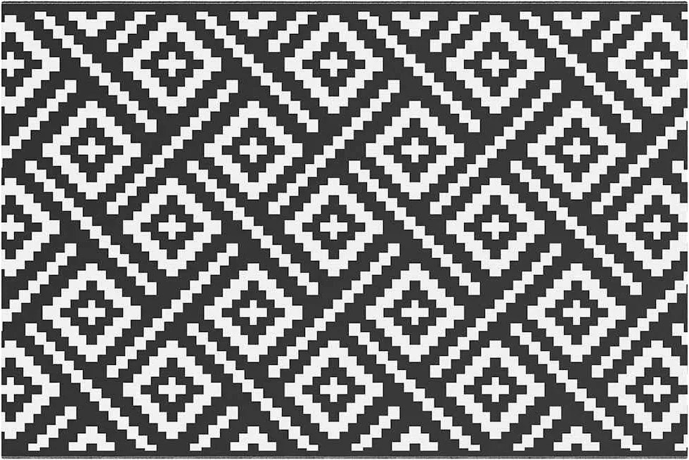 vidaXL Covor de exterior, ARAKIL alb și negru, 120x180 cm, PP