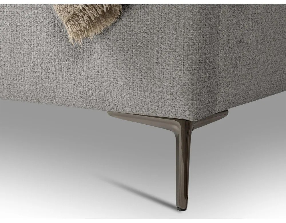 Pat matrimonial gri deschis tapițat cu somieră 160x200 cm Makana – Makamii