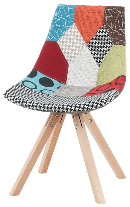 Scaun, ţesătură patchwork/lemn, KIMA NEW TYP 2