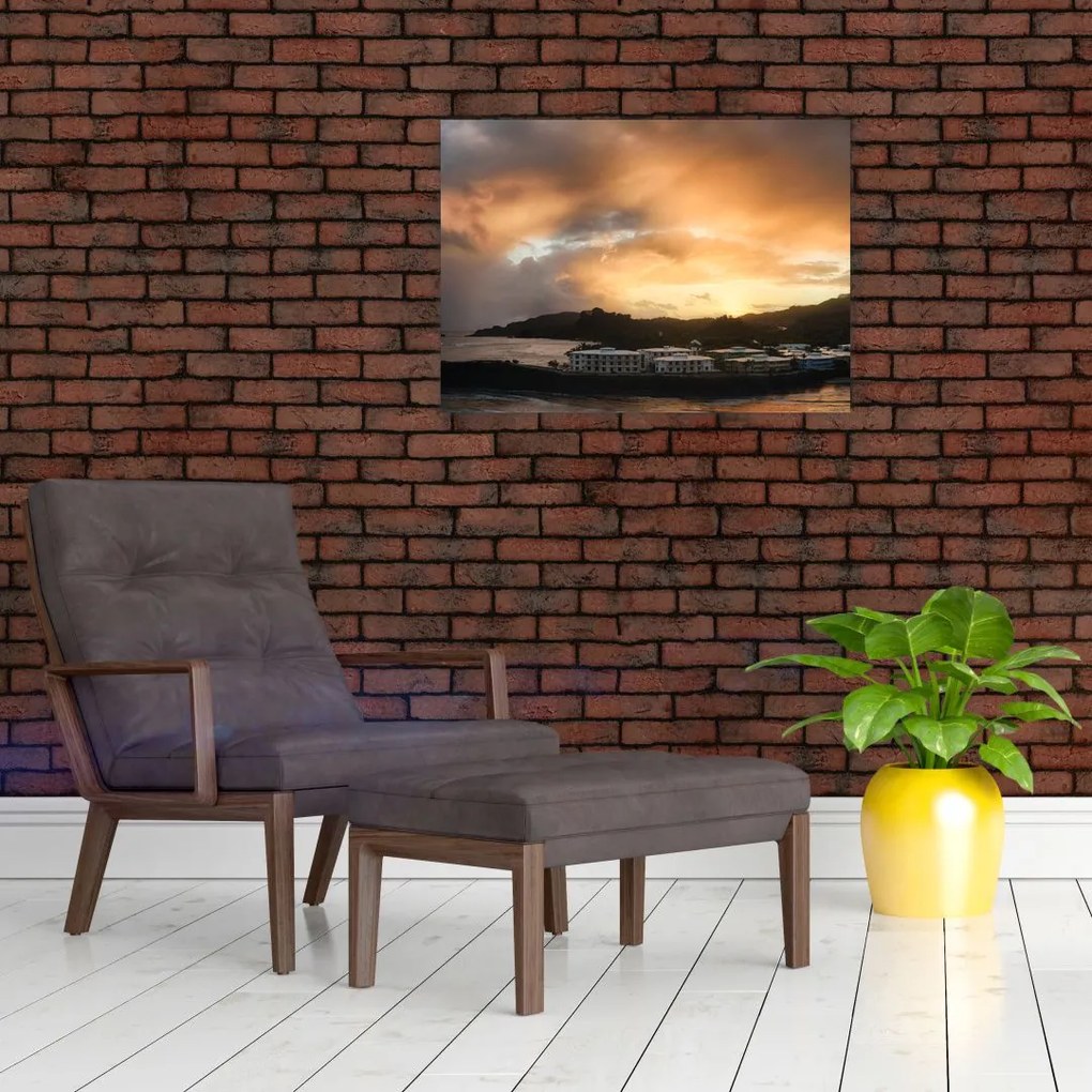 Tablou - plaja cu cerul întunecat (70x50 cm)