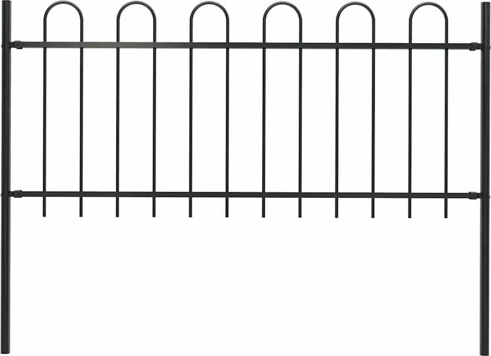 vidaXL Gard de grădină Boxtel cu vârf circular din oțel, 181 x 100 cm, negru