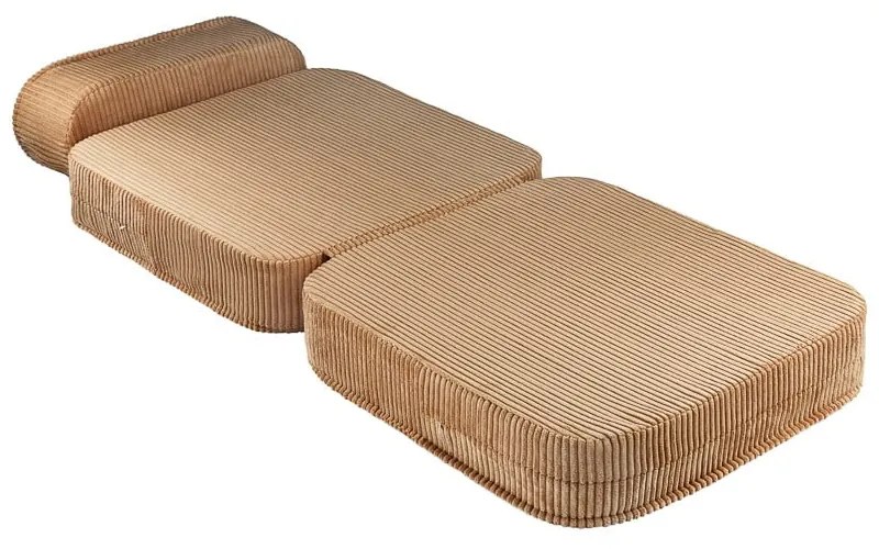 Fotoliu de copii maro cu tapițerie din catifea reiată Flip – Wigiwama