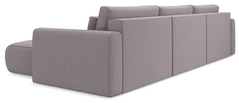 Colțar mov lavandă extensibil/cu spațiu de depozitare cu tapițerie din catifea (în formă de "U") Kapua – Makamii