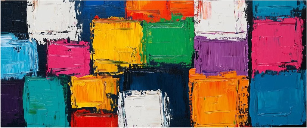 Tablou - Pictură cu pătrate colorate (120x50 cm)