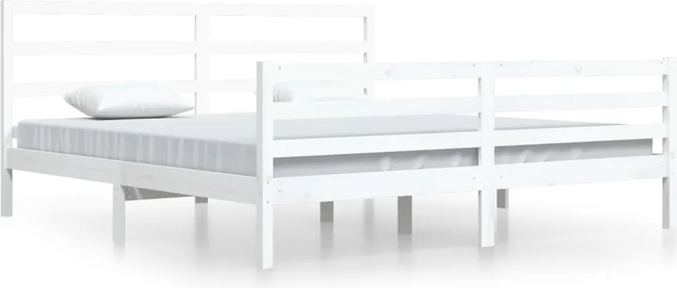 vidaXL Cadru de pat, alb, 200x200 cm, lemn masiv de pin