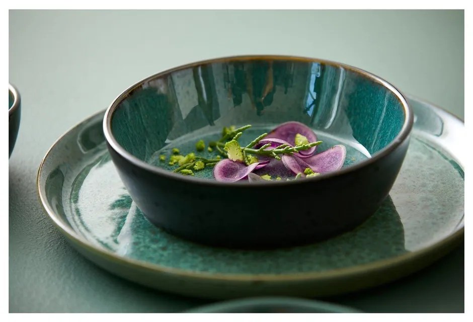 Farfurie verde/neagră din gresie ø 27 cm Gastro Green/Black – Bitz