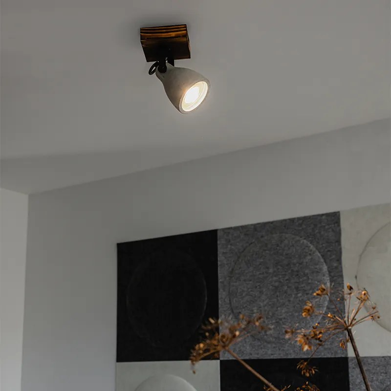 Spot de plafon industrial din lemn cu beton - Creto