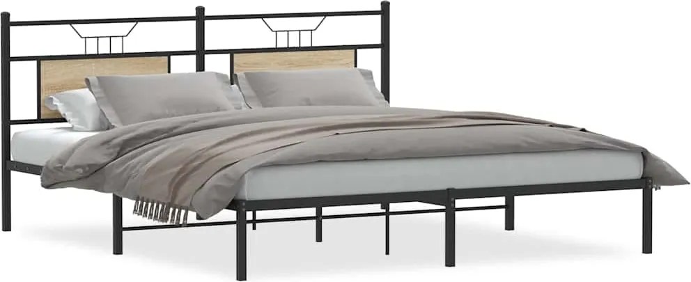 vidaXL Cadru de pat fără saltea Stejar Sonoma 183x213cm Lemn prelucrat