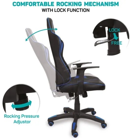 Scaun pentru jocuri video CONNECT IT CGC-0700-BL LeMans Pro negru/albastru