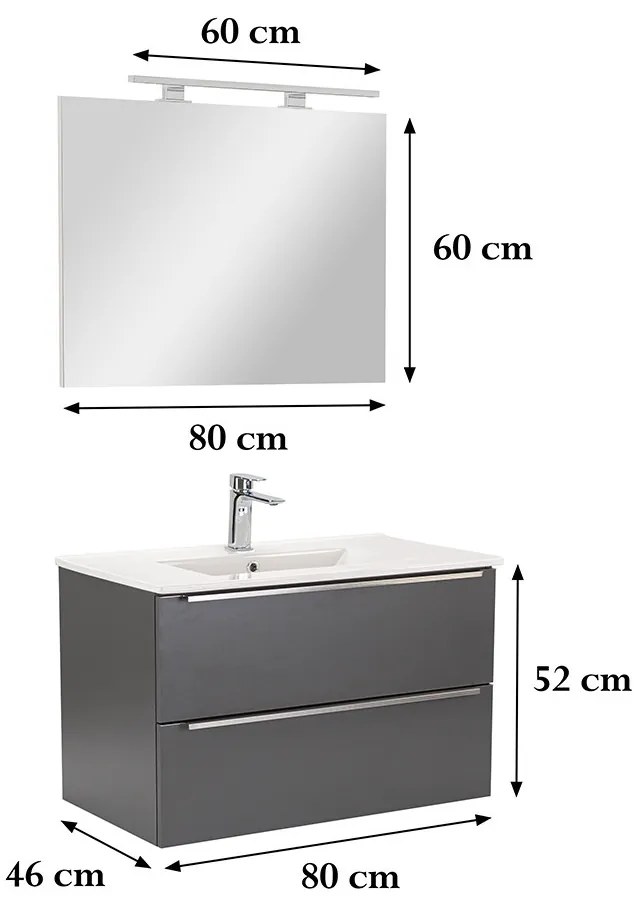 Mobilier complet de baie Vario Trim 80 antracit-antracit